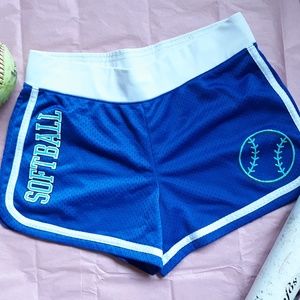 Justice Girls' Blue Athletic Softball Mesh Shorts